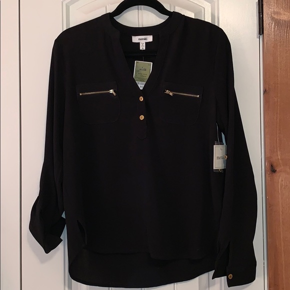 meraki Tops - NWT Meraki | Black Top & Gold Zippers